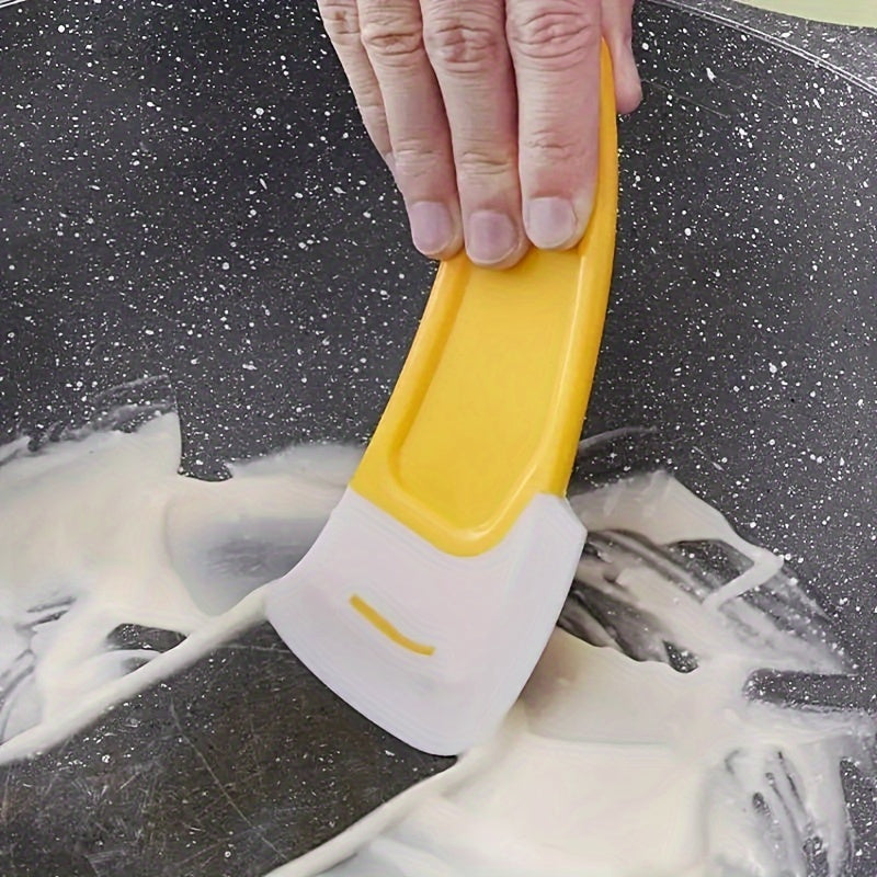 Versatile Silicone Kitchen Scraper with Multifunctional Wiper Blade - Easy Cleaning and Reusable. Features Medium Firmness and Plastic Handle for Use in Living Room, Bedroom, Bathroom, Toilet, and Kitchen. Non-Electric and Perfect for All Household