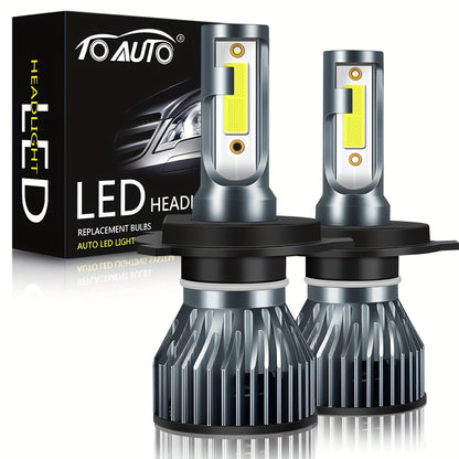 2pcs H4 LED Headlight Bulbs for Car, 40W, 12V, 6000K, Without Battery