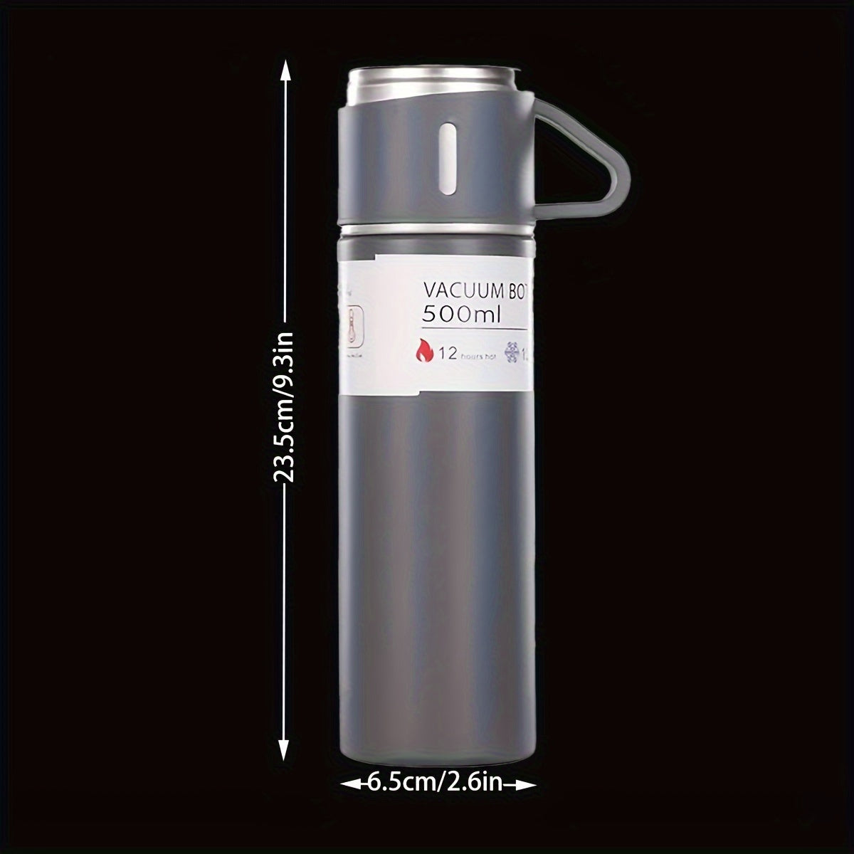 Stainless Steel Insulation Water Cup available in 500ml/16.9oz size, with the option of purchasing with or without 2 additional cup lids. Features double layered design for leakproof safety. Ideal for activities like mountaineering, cycling, and camping.