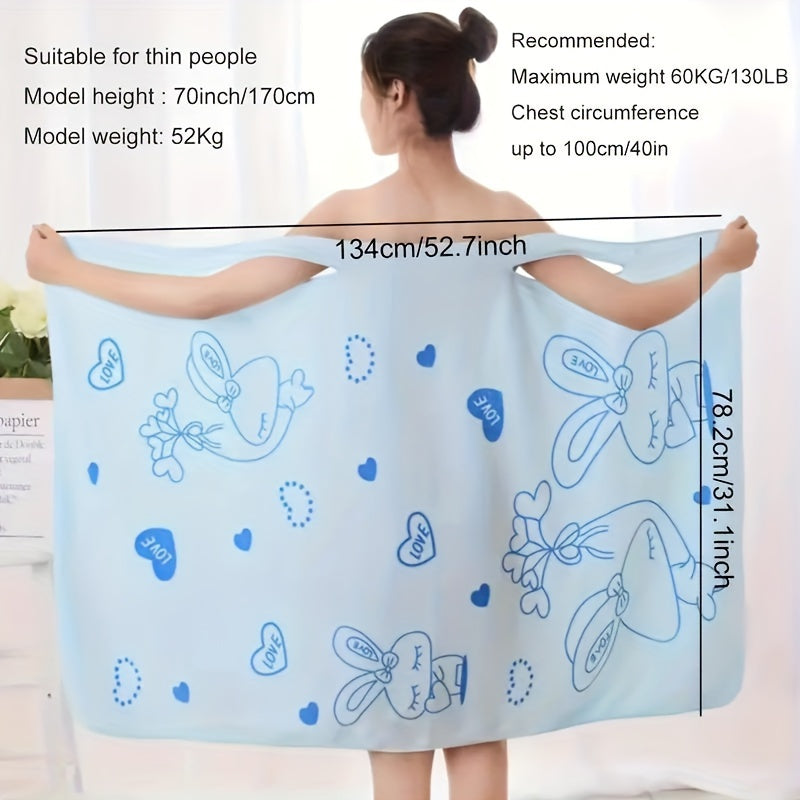 Cute Rabbit Bath Wrap Towel: Absorbent & Quick-drying, Super Soft, Ideal for Women in Bathroom, Bedroom, Spa.