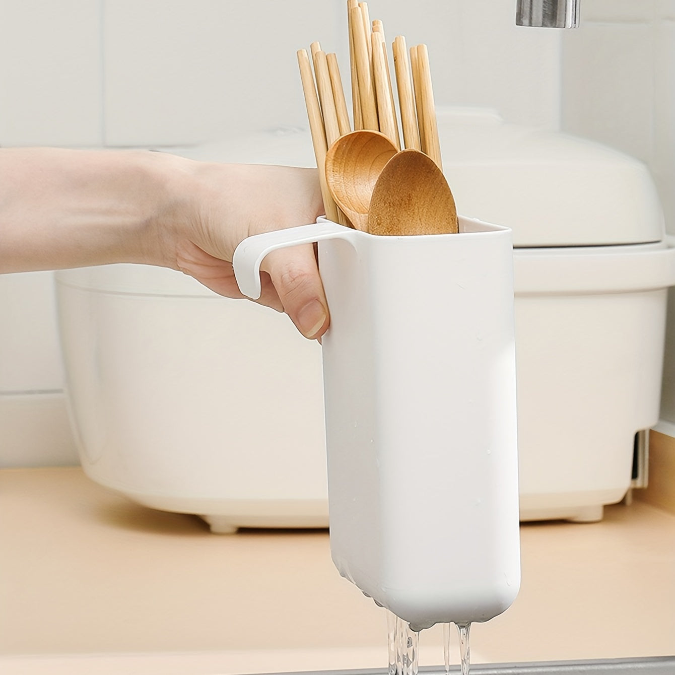 Organize your kitchen with the White Sink Organizer Basket - A Space-Saving Storage Solution