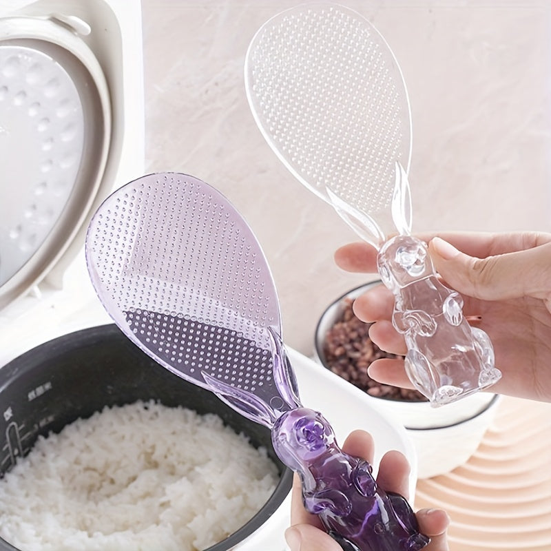 Transparent crystal spoon with rabbit design for rice cooking