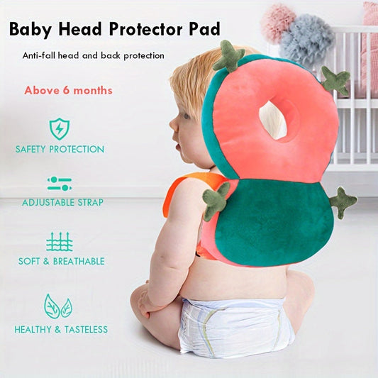 Safety Cushion Backpack for Crawling & Walking with Baby Head & Back Protector Pad - Made of Lead-Free Polyester Material, Adjustable Strap for Ages 0-3 Years - Features Red & Green Design