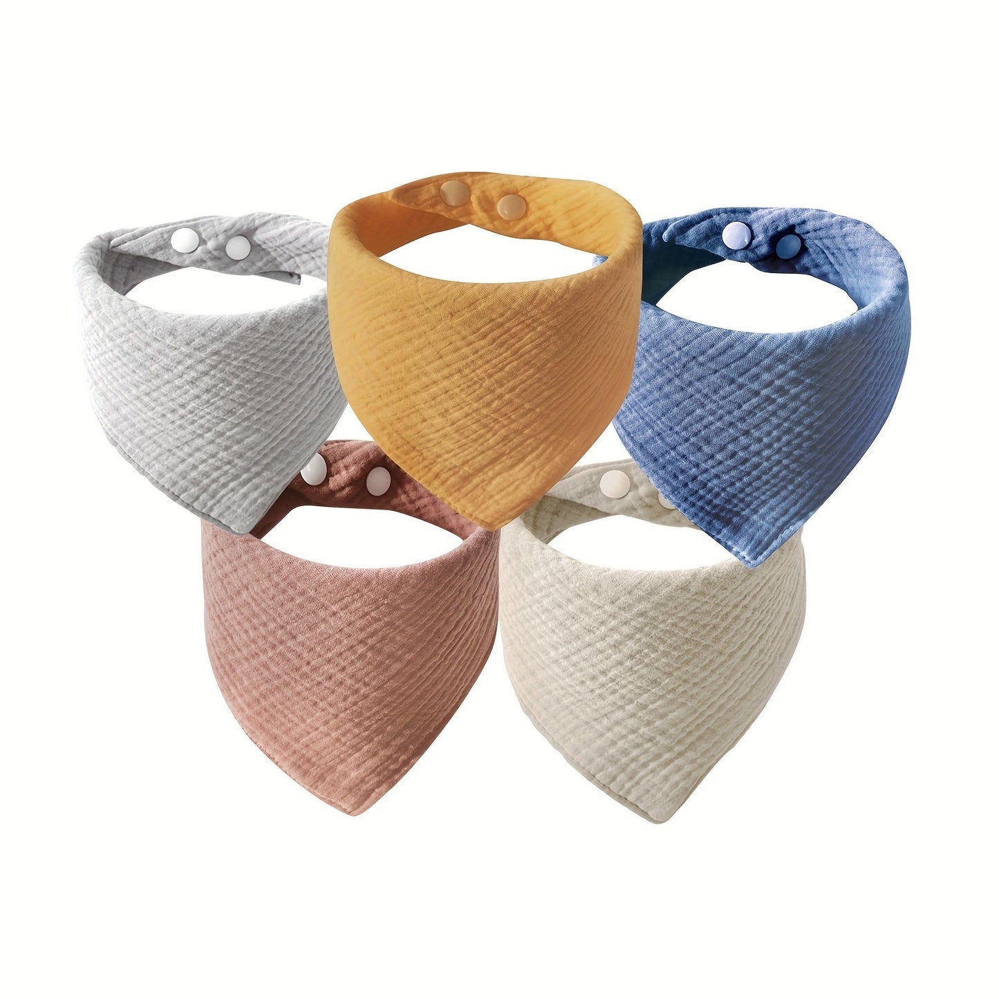 3 packs of plain color feeding bibs for teething and drooling, featuring 4-layer soft absorbent bandana bibs.