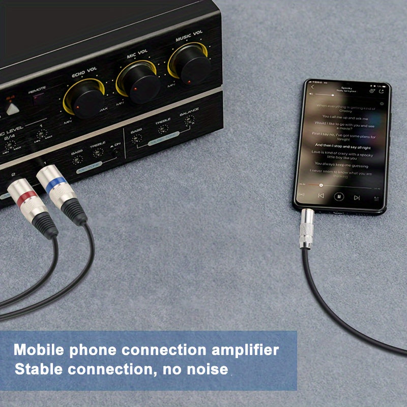 Gold-plated 3.5mm to XLR male audio cable with pure copper and dual XLR connectors for connecting mobile phones and computers to mixing consoles.