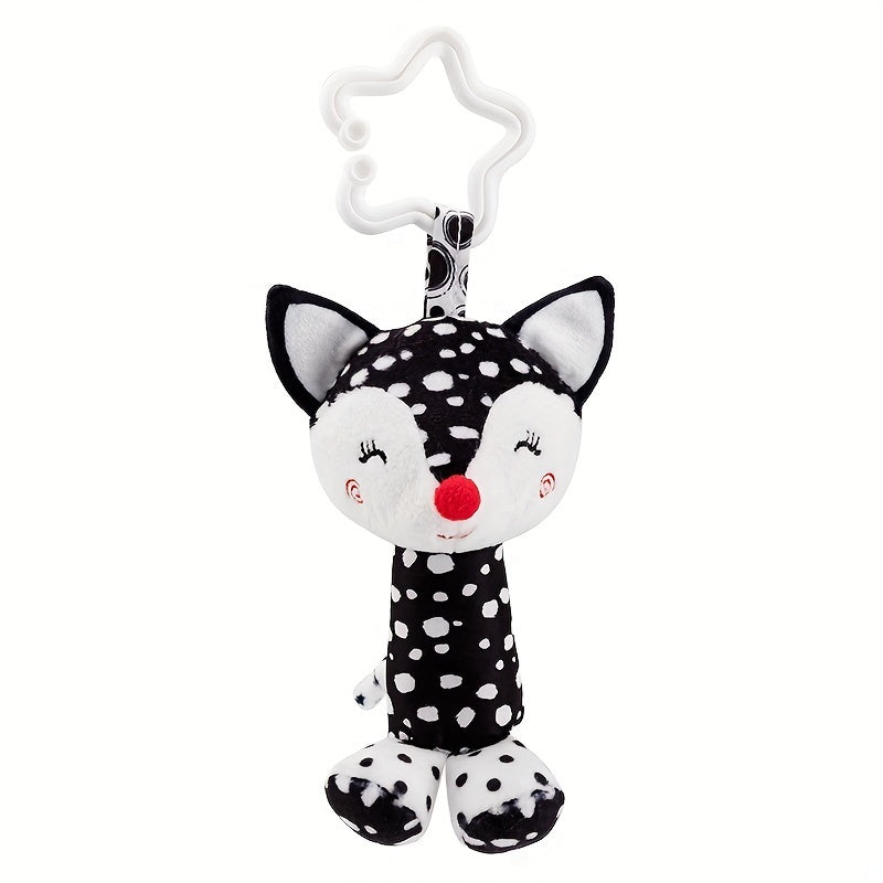 [Top Pick] Kids' Soft Wind Chime Toy - Black & White, Made of Polyester, Perfect for Hanging in Car, Drum Shaped Toy