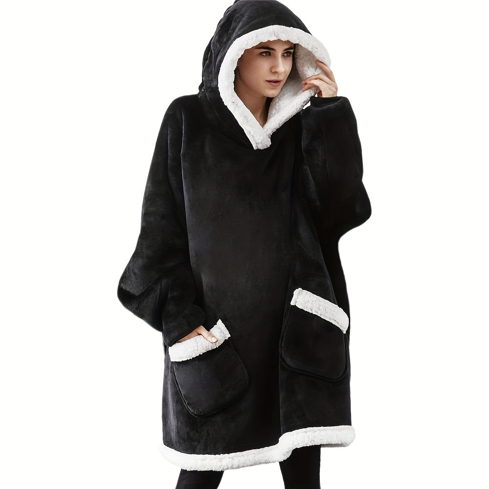 Stay cozy in style with this oversized sweater hoodie winter pajamas, blanket sweatshirt. Featuring a hooded design and convenient pocket, this wearable blanket hoodie is perfect for both men and women.