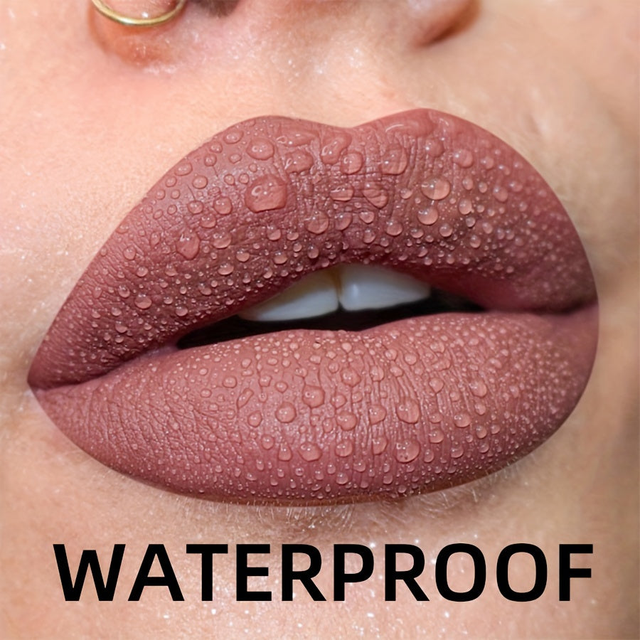 Long-lasting waterproof matte nude lip glaze with high pigment.