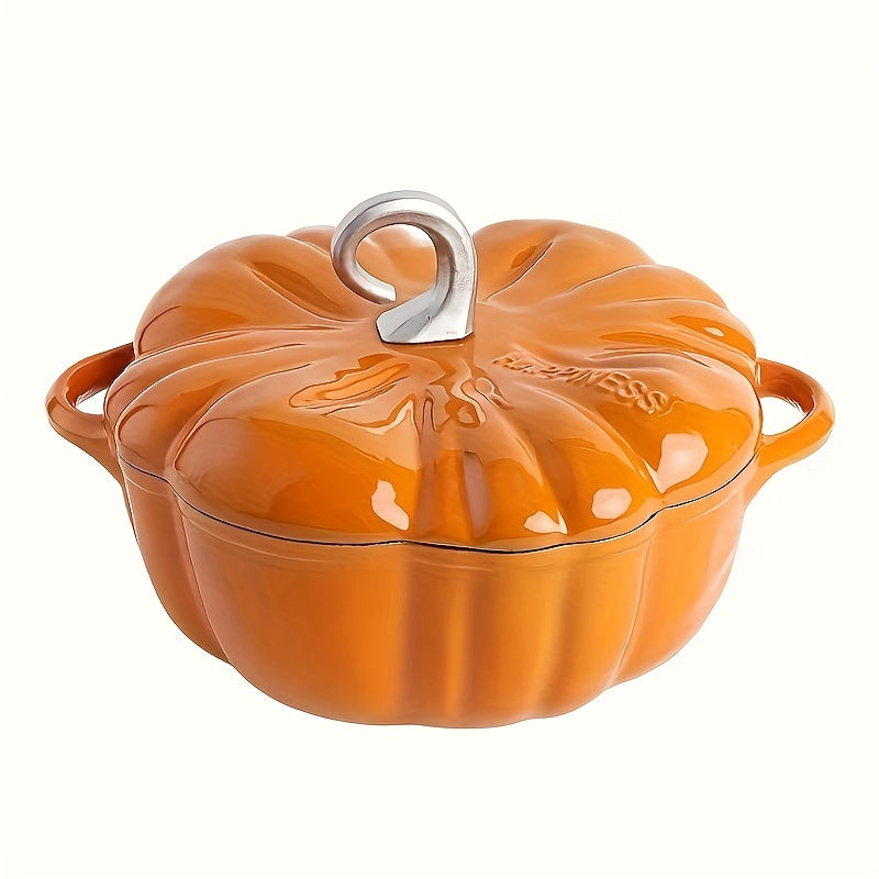 Durable Cast Iron Pot for Pumpkin Soup, with Non-Stick Coating, Suitable for Gas, Induction, and Electric Stoves - Easy to Clean in the Dishwasher