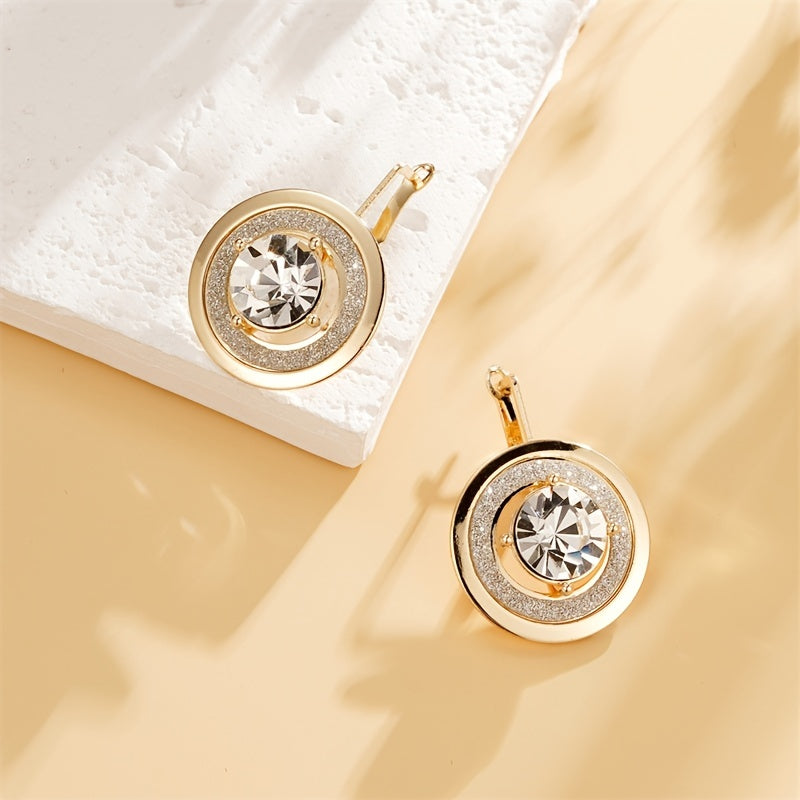 Elegant Hip Hop Earrings in 14K Gold-Plated Copper with Rhinestones - Ideal for Everyday, Events, or Gifts - Stylish Jewelry for Every Occasion