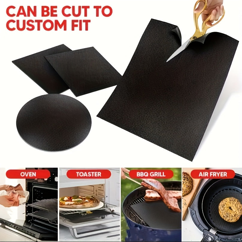 1 piece of Non-Stick Reusable Oven Mat in Black PVC, suitable for use in Electric & Gas Ovens as well as on the BBQ. An indispensable accessory for parties and vacations.