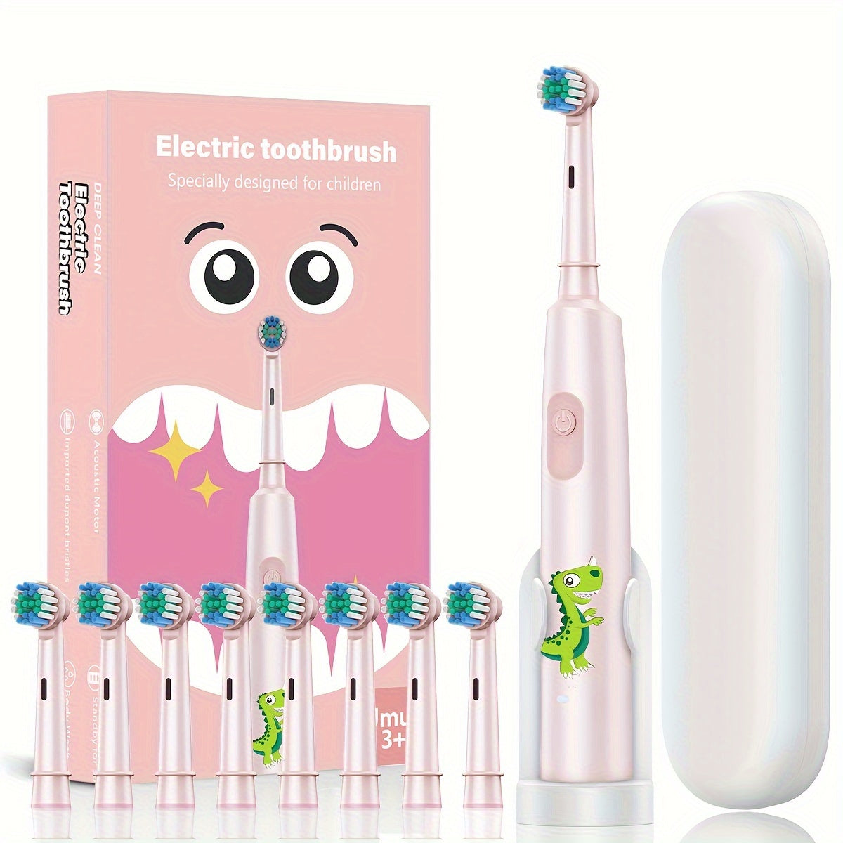 Youth electric toothbrush with 3 modes, USB rechargeable, and soft bristles for deep cleaning.