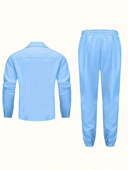 Men's casual outfit set with regular fit and pocket details, machine washable and no print.