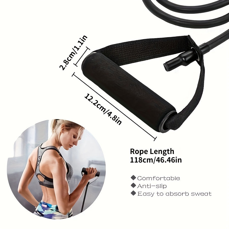 1 set of 5-Level TPE Resistance Bands with Comfort Handles, Ideal for Home Workouts, Strength Training, Pilates & Yoga. Durable in Green, Blue, Black, Red. Versatile for Full-Body Shaping.