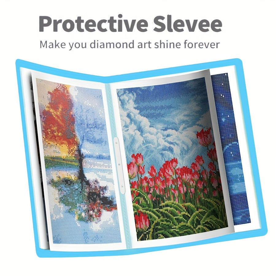 Diamond painting storage book includes 8K, 4K, and A1 versions with pocket protectors and view protectors.