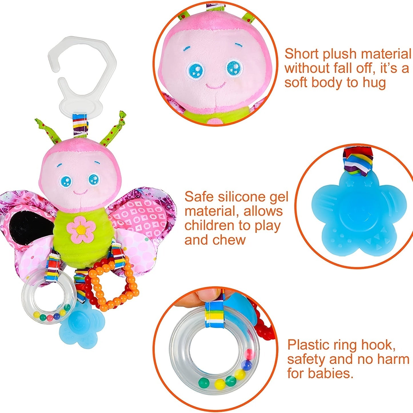 Engaging Clip-on Car Seat and Stroller Toys for Babies - Adorable Cartoon Animal Toys with Texture, Teethers, and Rattles - Perfect Gifts for Christmas, Halloween, Thanksgiving, and Easter