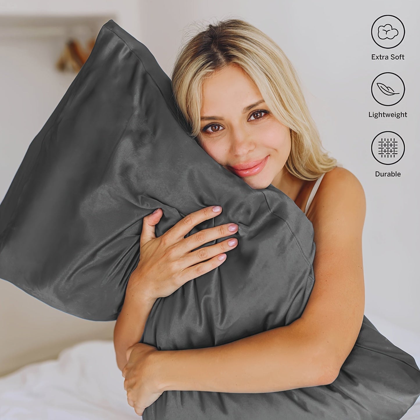 Two pillowcases made of ultra-fine microfiber solid color brushed fabric, fashioned from 100% polyester, perfect for the bedroom. Set includes 2 pillowcases.