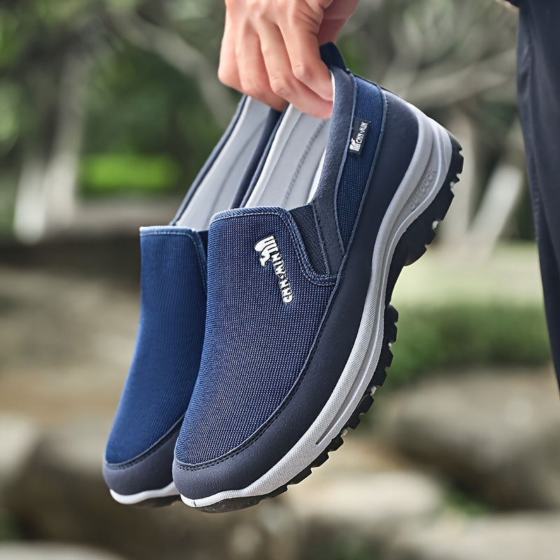 Sturdy non-slip slip-on sneakers for men, ideal for park workouts, camping, and hiking.