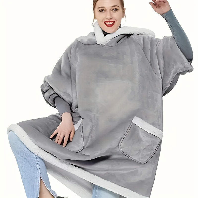 Stay cozy in style with this oversized sweater hoodie winter pajamas, blanket sweatshirt. Featuring a hooded design and convenient pocket, this wearable blanket hoodie is perfect for both men and women.