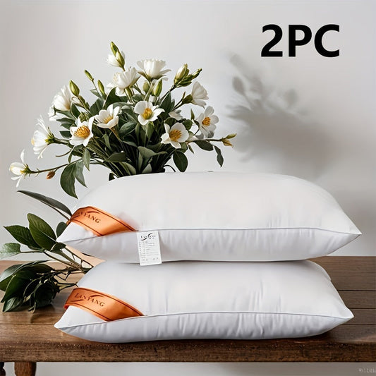 Luxurious High Pillow Combination Pack: Two White Rebound High Pillows for a Soft and Comfortable Sleep Experience. Perfect for Bedroom or 5-Star Hotel Home Use. Ideal for Single Adults.