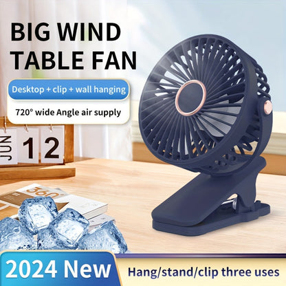 Stay Cool Anywhere with the QIANGDETAI Portable Clip Fan - 360° Rotation, High-Velocity Power, Rechargeable 800mAh Battery, USB Charging, and Quiet Operation - Ideal for Dorms, Bedrooms, Offices, and Improved Air Circulation