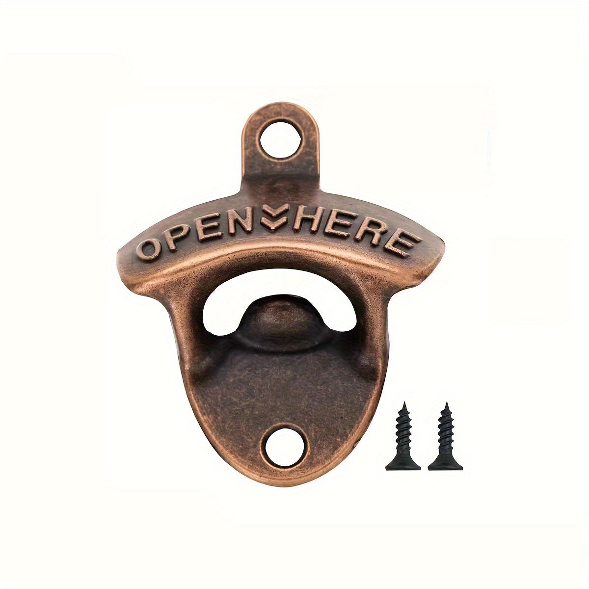 Durable zinc alloy beer bottle opener with wall-mounted rustic finish in multiple colors. Perfect for holidays, celebrations, and gifts. No power needed.