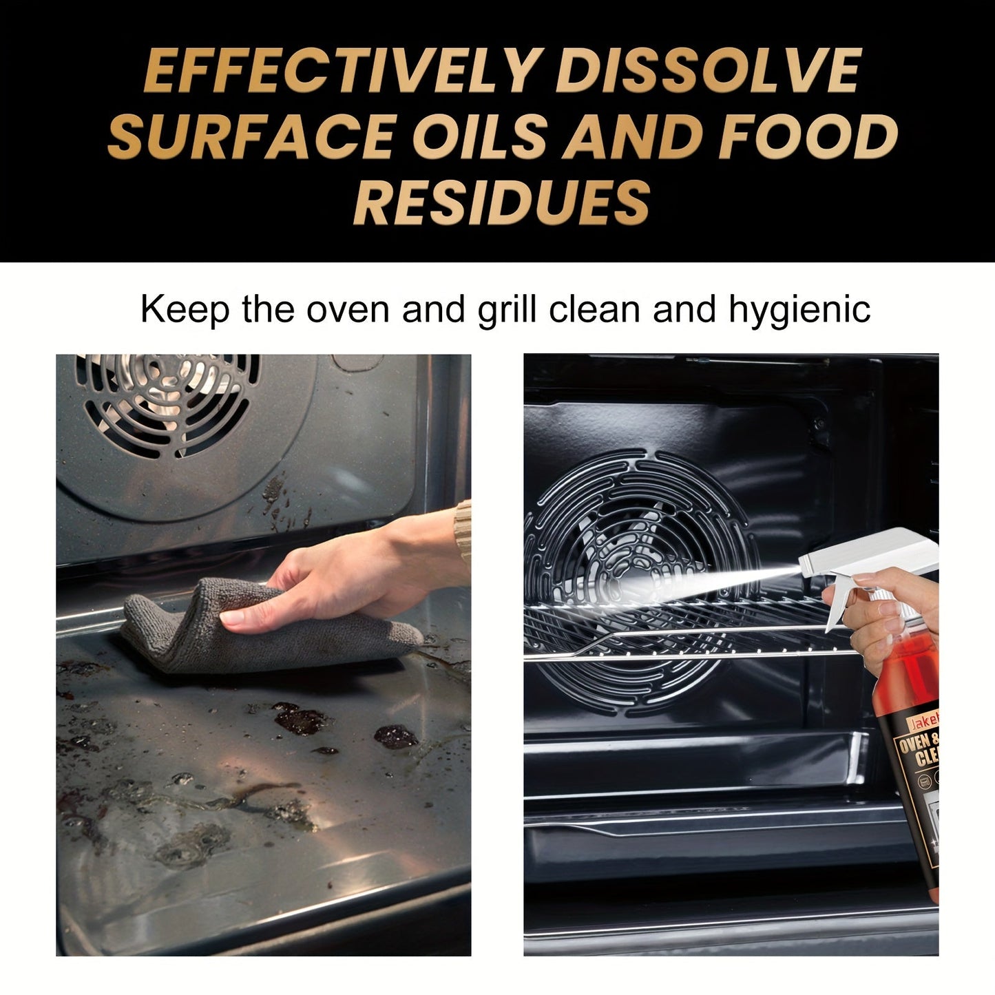 Jakehoe Oven & Grill Cleaner is a powerful citral-based liquid degreaser specifically designed for tackling kitchen stains. This residue-free formula is safe to use on linoleum surfaces and comes in a convenient 3.38 fl oz size.