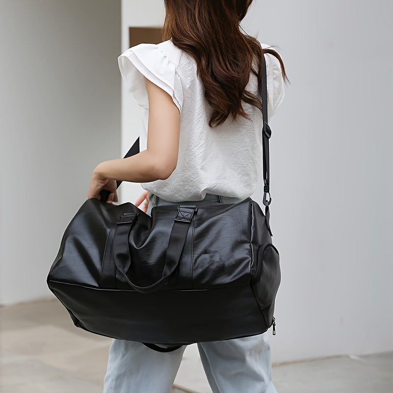 Spacious PU travel tote for short trips and business, lightweight and stylish.