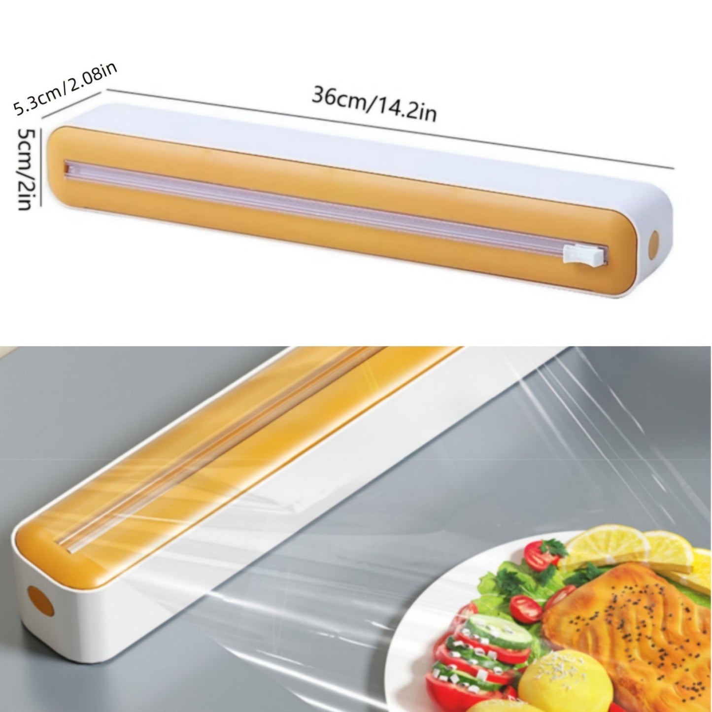 Practical Tool for Home and Commercial Use: Durable 2-in-1 Plastic Wrap & Foil Dispenser with Slide Cutter, Suction Cup Base, and Stable Storage - Ideal Kitchen Organizer