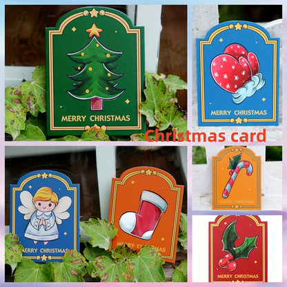 Set of 6 holiday greeting cards including Christmas, Halloween, Thanksgiving, and Thank You cards for celebrations