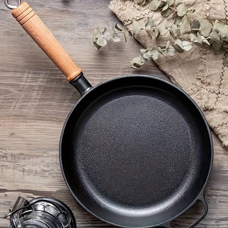 1-piece Cast Iron Skillet with Handle - Ideal for Cooking Frying, Omelets & Steaks | Sturdy & Simple to Clean Cookware for Home, Camping & Restaurants.