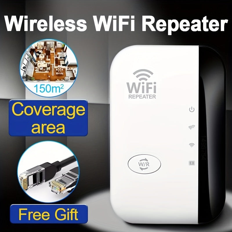 WiFi extender boosts signal to 300Mbps, covers 5000sq.ft, with 3 modes, Ethernet port, easy setup, Alexa compatible, EU plug.