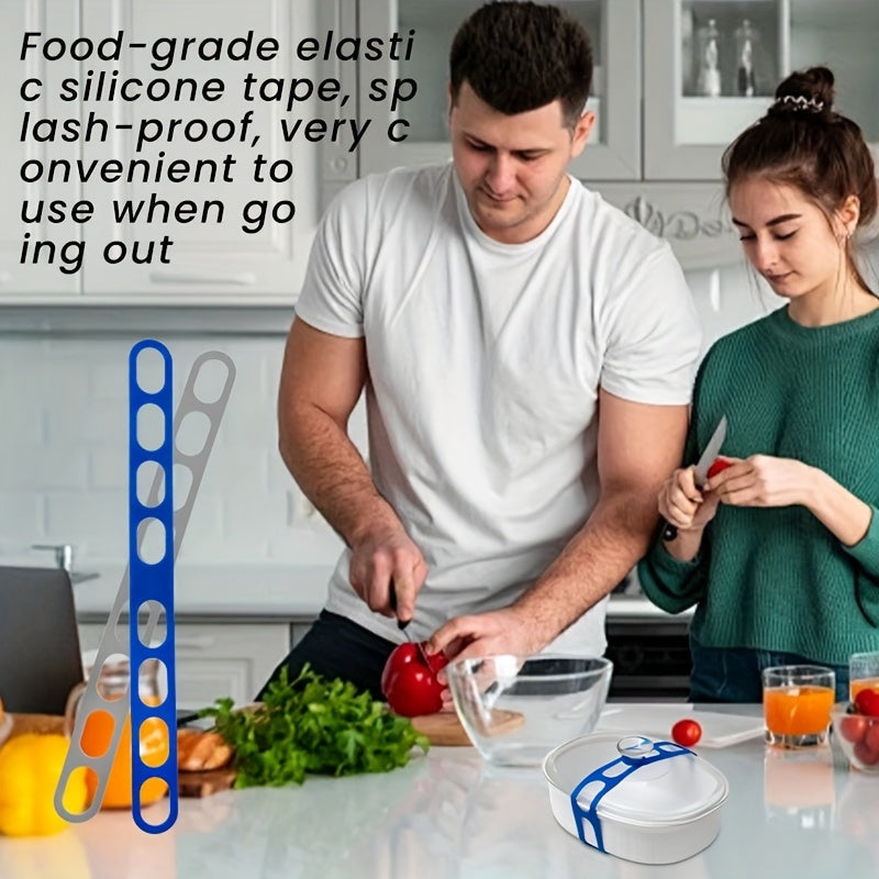 Flexible Silicone Strap - a Versatile Tool for Securing Boxes, Fixing Home Essentials, and Keeping Lids in Place on Pots and Bowls. This Reusable Strap is Compatible with Various Cookware Including Slow Cookers, Casseroles, and Frying Pans.