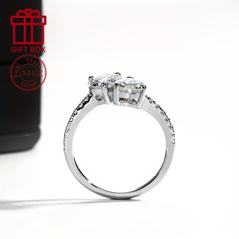 Gift your friends and BFFs this fashionable and novel Women's Eternal Ring, featuring a 925 Silver Moissanite 6.5mm Heart shape main stone with 2CT, adorned with 0.012*14 side stones. The ring weighs a total of 4.6g, making it a stunning accessory for