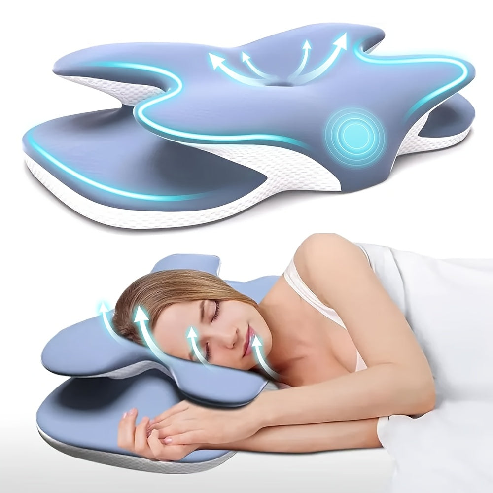 Ergonomic memory foam cervical pillow with cooling cover, perfect for back sleepers.