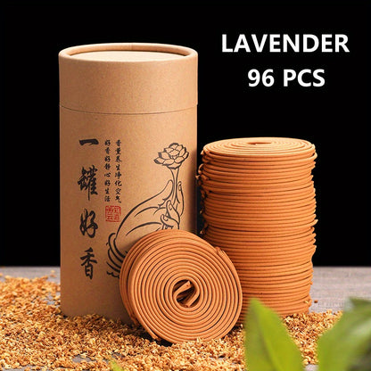 96pcs of Aromatherapy Incense Plates with Agarwood, Sandalwood, and Lavender for Yoga, Meditation, and Fitness. Each plate lasts 4 hours, ideal for deodorizing and adding fragrance to your home, office, or indoor space. Features Lavender and Osmanthus