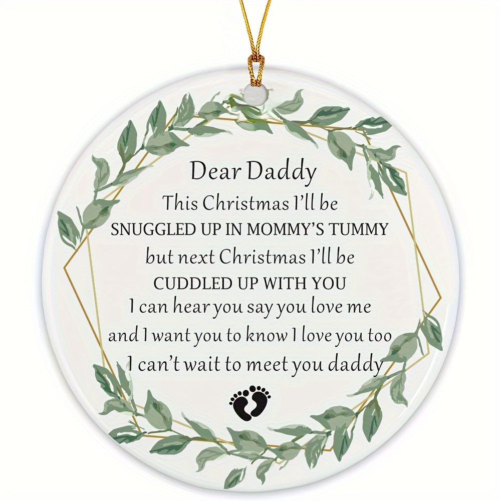 1pc Pregnancy Announcement Hanging Tree Decoration for New Dads - Acrylic Baby Bump Christmas Ornament, First Christmas Daddy to Be Gift with "Dear Daddy" Message