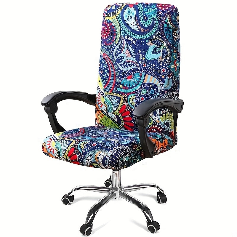 Flexible, washable office chair cover with zipper for desk chairs, made from soft, anti-dust spandex.

(Note: Since the original sentence was already concise, the rewritten version may not be significantly shorter.)