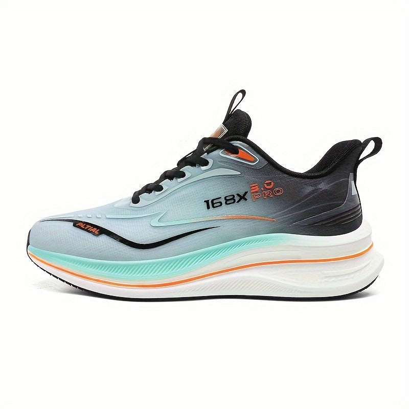 Men's trendy woven running shoes with breathable, non-slip, lace-up design for outdoor activities.