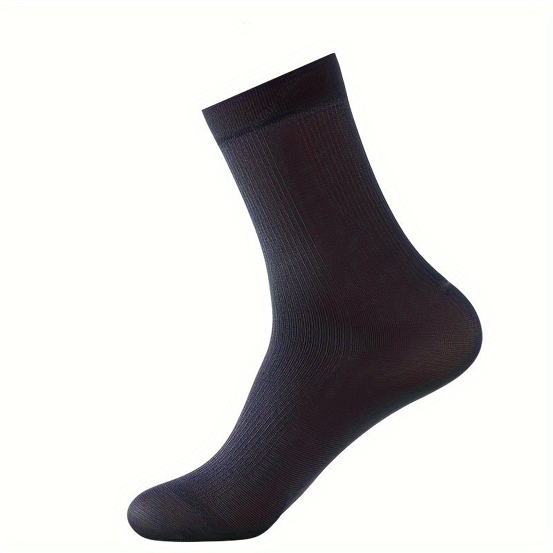 5 pairs of men's thin breathable business socks for summer, mid-calf length.