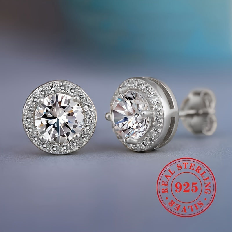 Stylish 925 Sterling Silver Stud Earrings for Women - Featuring Synthetic Cubic Zirconia, Secure 4-Prong Setting, Available in Round & Square Designs, Ideal for Everyday Use and Special Occasions, Representing April Birthstone, Versatile All-Year