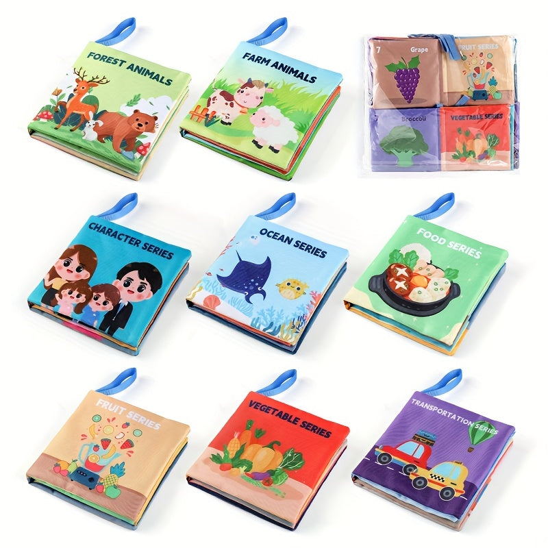 Set of 8 baby cloth books featuring animals, ideal for early education and makes a perfect holiday gift for little ones.