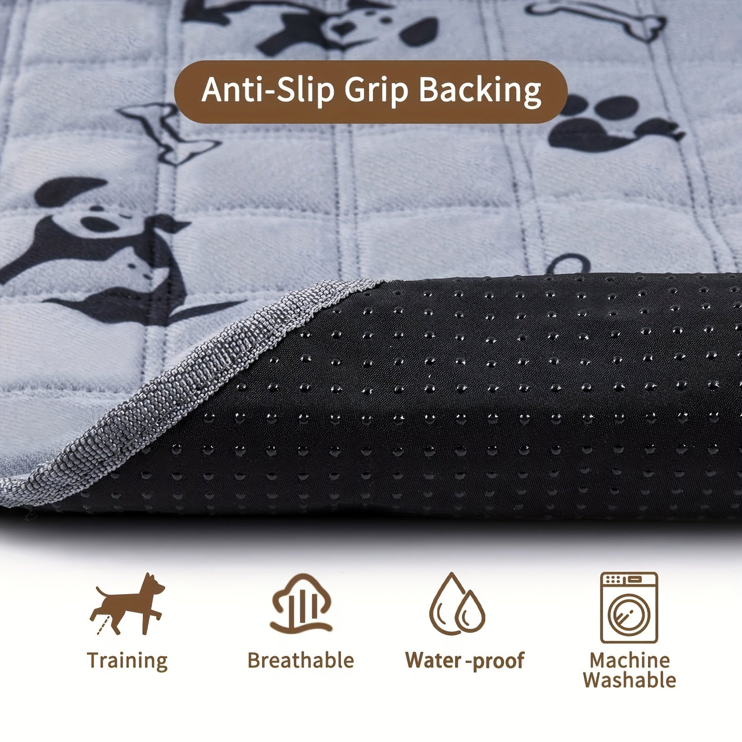 Washable Cartoon Print Dog Pee Pad for Puppies & Cats - Leak-proof, absorbent training mat. Great for kennels, cars, sofas.