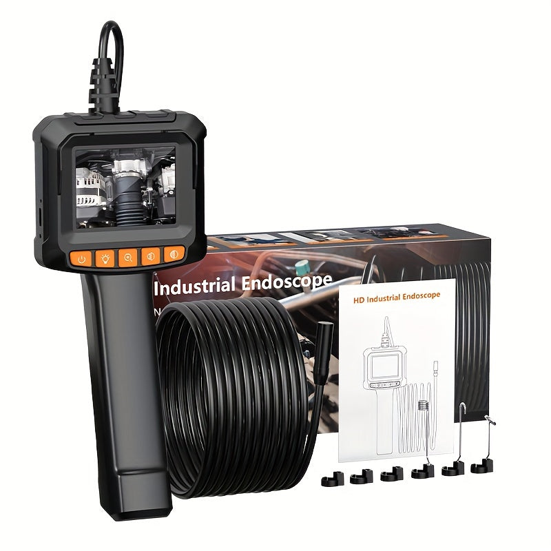 Industrial endoscope with 8mm HD digital camera, 2.4-inch LCD screen, 8 LED lights, 16.5ft cable. Ideal for mechanical/equipment maintenance, plumbing inspection, air conditioning, car pipe