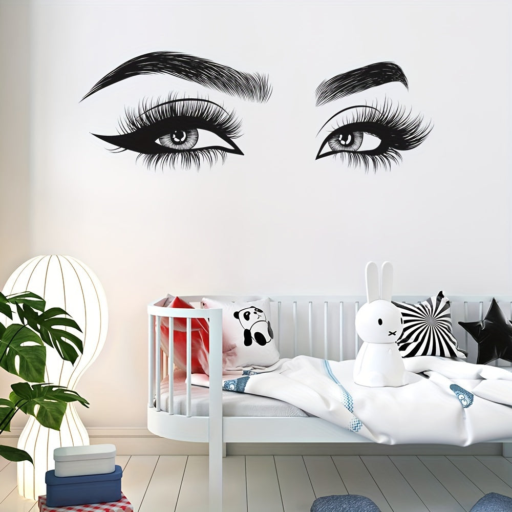 Creative wall sticker with beautiful eyelash pattern, perfect for decorating bedrooms, entryways, living rooms, porches, and more.