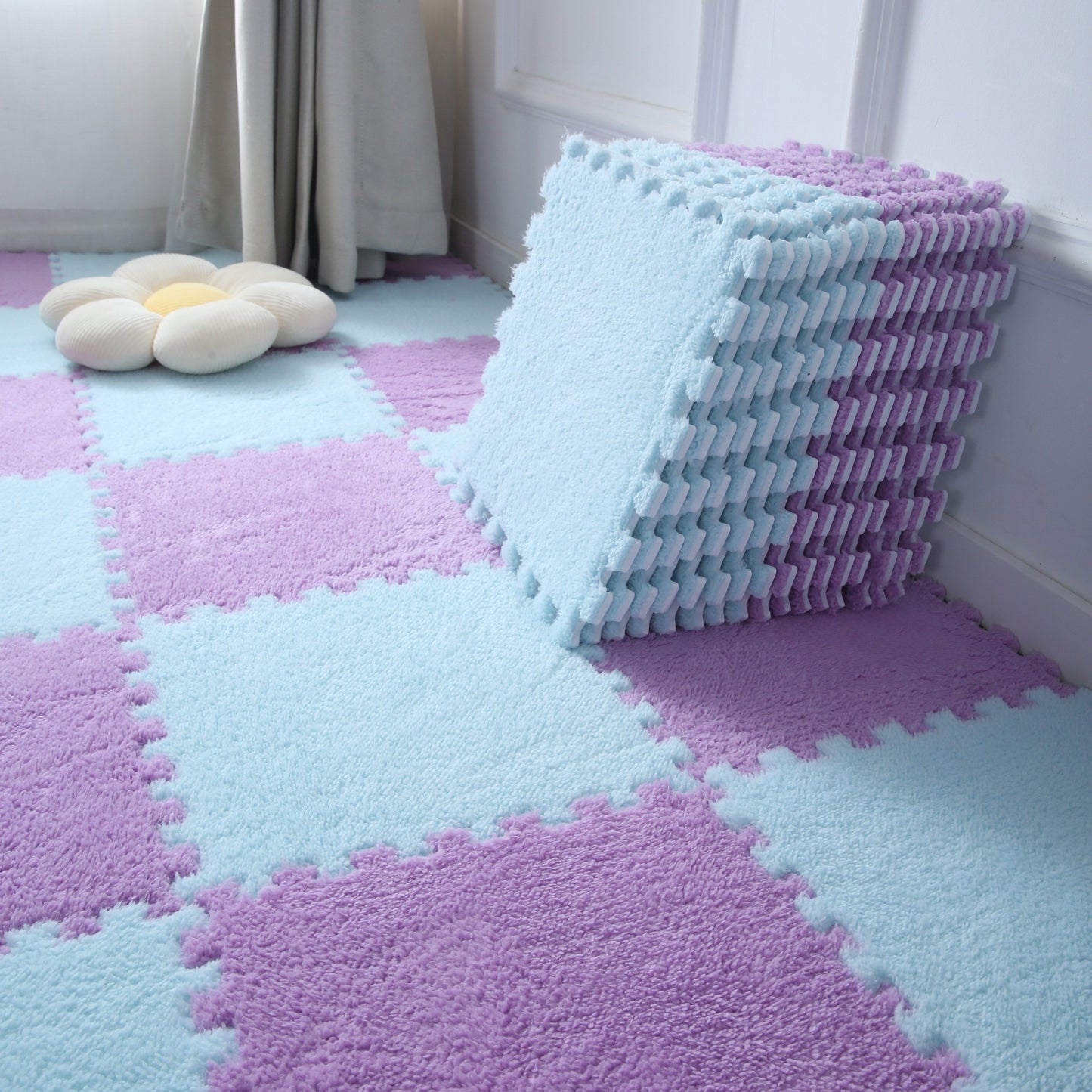 Spliced Carpet for Home Decor: Ideal for Bedrooms, Living Rooms, Balconies, and More! This Washable and Dirt Resistant Mat is Perfect for Large Areas, Entrances, Bay Windows, and Bedside Use.