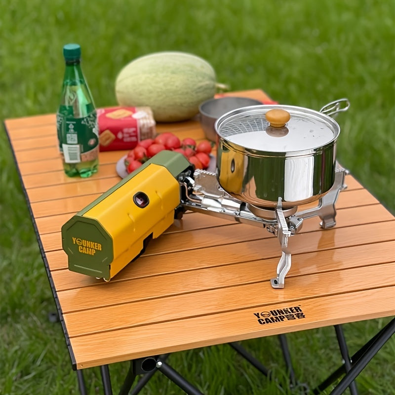 Versatile Camping Stove with Rotatable Support, Bottle Opener, and Storage Bag - Ideal for Picnics, Backpacking, RV Trips, and More! Enjoy safe, efficient cooking with this durable gas butane burner, perfect for outdoor adventures and home patio use.