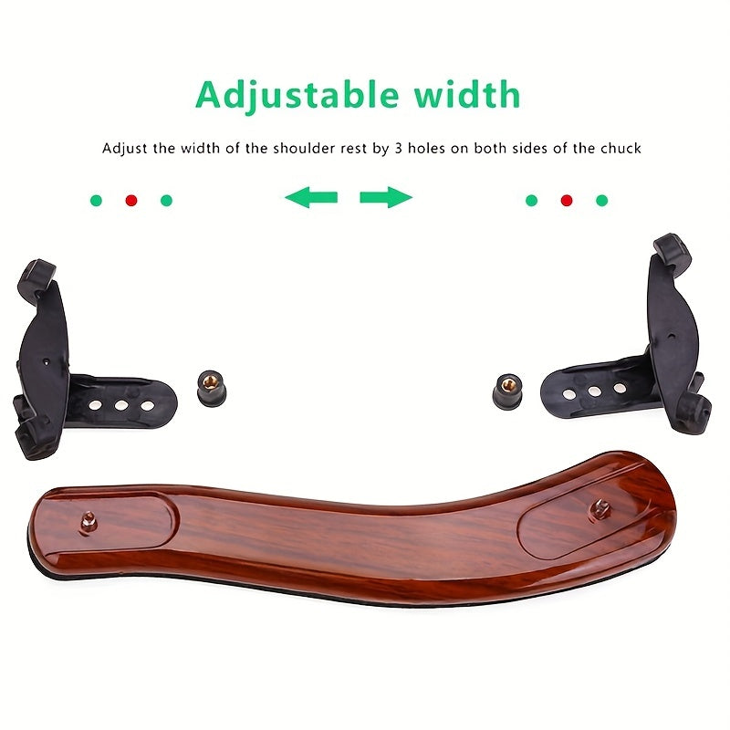 Maple wood violin shoulder rest with comfort padding - adjustable and durable for students and professionals. Can be finely adjusted.