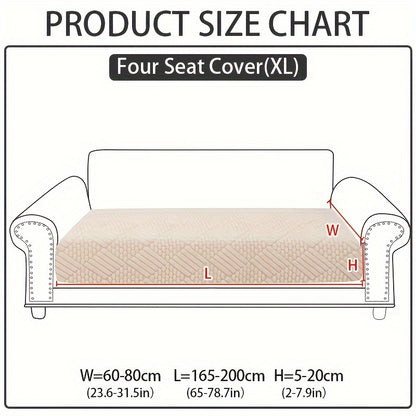 Modern polar fleece jacquard sofa slipcover with elastic band for a fitted look. Machine washable and pet-friendly. Fits sectional, armchair, loveseat, 3-seater, and 4-seater sofas. Includes armrest covers. Great Christmas gift idea.