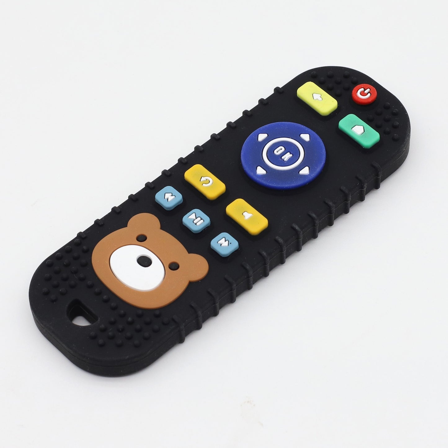 Simulated remote control teether toy made of food-grade silicone.